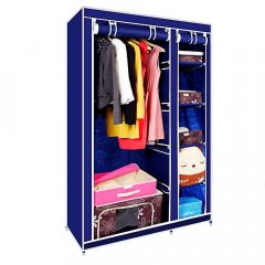 Складной тканевый шкаф для хранения одежды с полками Storage Wardrobe 68110 Темно-синий