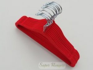 Набор детские плечики Hanger 29 см красные бархатные флокированные 10 шт