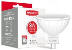 Светодиодная лампа Maxus MR16 8W 3000K 220V GU5.3 AP (1-LED-515)