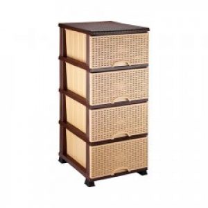 Комод пластиковый Elif Wicker 296-1 бежево-коричневый