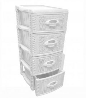 Комод пластиковый для ванной КОНСЕНСУС БЕЛЫЙ 4-ярусный