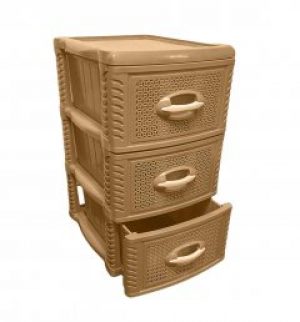 Комод пластиковый для ванной КОНСЕНСУС БЕЖЕВЫЙ 3-ярусный