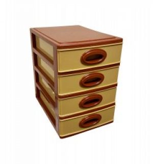 Мини комод-органайзер Консенсус БЕЖЕВЫЙ С КОРИЧНЕВЫМ 4 яруса