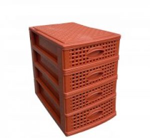 Мини комод-органайзер Консенсус КОРИЧНЕВЫЙ РОТАНГ 4 яруса