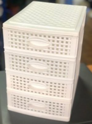 Мини комод-органайзер Консенсус БЕЛЫЙ РОТАНГ 4 яруса