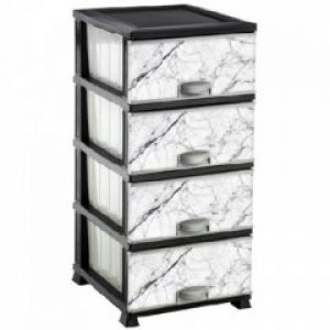 Комод пластиковый с рисунком Elif Белый мрамор