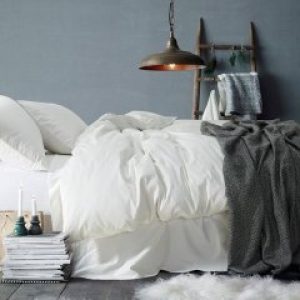 Комплект постельного белья Наша Швейка (простынь на резинке) Бязь Белый однотонный Полуторный 150х215 см