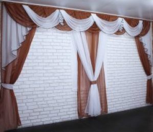 Штора Портьєрний гном 115лш с ламбрекеном 5шт 750х280см Кофейный с Белым