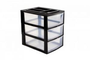 Комод-органайзер пластиковый Heidrun Professional с тремя выдвижными лотками 38*27*38см Черный (HDR-1518)