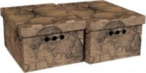 Набор картонных ящиков для хранения А4 Global-Pak 33x25x18см 2шт Старая карта (0611.22glp)