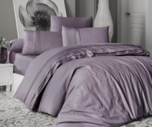 Комплект постельного белья First Choice Satin Cotton Deluxe Евро сатин арт.Square Leylak