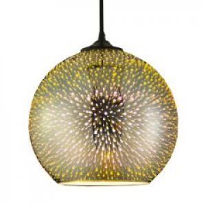 Светильник подвесной Horoz Electric QUANTUM Е27 3D-эффект (круглый) хром