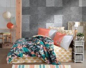 Комплект постельного белья Hobby Poplin Monstera 200x220 Оранжевый (8698499154056)