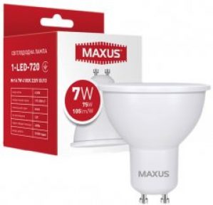 Лампа светодиодная MAXUS MR16 7 Вт 4100 K 220 В GU10 (1-LED-720)