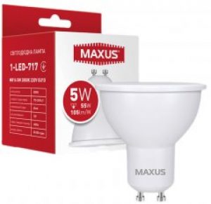 Лампа светодиодная MAXUS MR16 5 Вт 3000 K 220 В GU10 (1-LED-717)