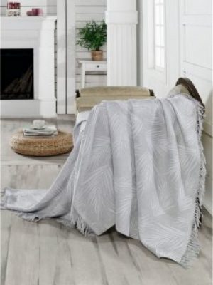 Плед-накидка Eponj Home Buldan Keten - Palmiye 170х220 gri Серый (svt-2000022263542)