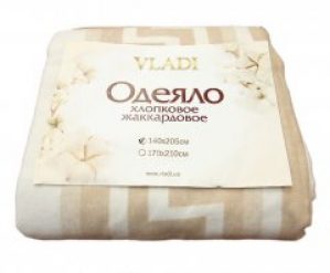 Одеяло жаккардовое Vladi хлопок 140х205 полуторное бежевое