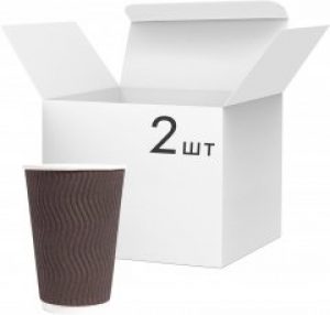 Упаковка стаканов бумажных рифленых PRO service 400 мл Коричневых 2 упаковки по 15 шт (43115201)