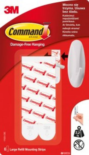 Клейкие полоски для крепления 3M Command большие 2.25 кг 6 шт (17023P)