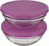 Набор круглых салатников Pasabahce Chef's с фиолетовыми крышками 20 см х 2 шт (53573 н-р)
