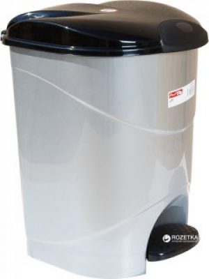 Ведро для мусора Irak Plastik Bella №2 с педалью 19 л Серый металлик (4563kmd)