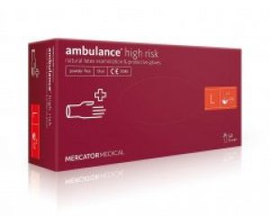 Перчатки хозяйственные Mercator Medical Ambulance High Risk латексные нестерильные неопудренные повышеной мощности L 50 шт/25 пар/уп Синие (6736169)