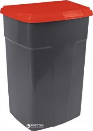 Контейнер для мусора Алеана 90 л Серый с красной крышкой (4098kmd)
