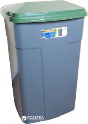 Контейнер для мусора Алеана 90 л Серый с зеленой крышкой (3326kmd)
