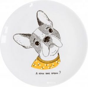 Тарелка обеденная Orner "Французский бульдог" круглая 25 см (orner-0201)