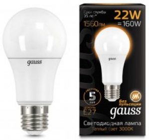 Лампа светодиодная груша LED A70 Gauss 22W E27 1560lm 3000K
