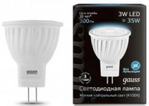 Лампа Gauss LED MR11 GU4 3W 300lm 4100K