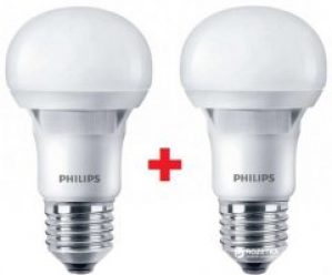 Комплект светодиодных ламп Philips LEDBulb E27 5-40W 230V 3000K A60 Essential 1+1 (8717943885329)