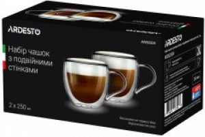 Набор чашек с ручками Ardesto с двойными стенками для латте 250 мл х 2 шт (AR2625GH)