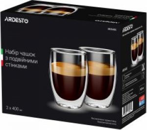 Набор чашек Ardesto с двойными стенками для латте 400 мл х 2 шт (AR2640G)