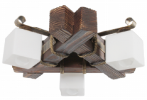 Люстра из натурального дерева потолочная треугольная из дерева на 3 плафона 760313пот