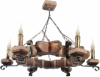 Шестигранная деревянная люстра на цепи на 6 свечей 463326