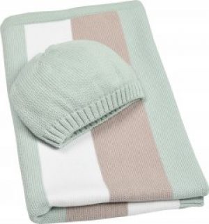 Плед + шапочка IDEIA Малыш 70x90 см Светло-зеленая полоса (4820182657566)