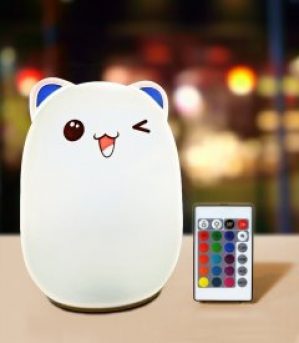 Силиконовый ночник-игрушка "Котик с голубыми ушками" 3DTOYSLAMP с пультом ДУ