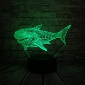3D светильник с пультом и аккумулятором 3D Lamp Акула (LP-17699)