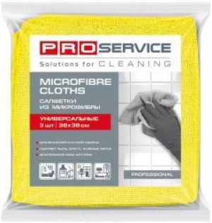 Салфетки PRO service из микрофибры универсальные Professional 3 шт желтые (18303200)