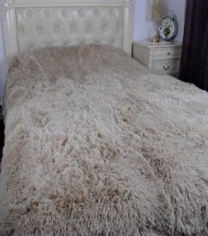 Покрывало меховое с большим ворсом кофе с молоком 220х240