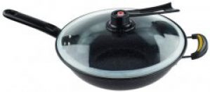 Вакуумная cковорода Supretto Wok Сила гранита с крышкой 32 см черная (5353)