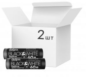 Упаковка пакетов для мусора Добра Господарочка B&W с затяжками 60 л 2 рулона по 25 шт Черных (4820086522083)