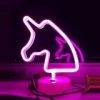 Неоновый светильник ночник Единорог настольная декоративная Neon Decoration Lamp Unicorn розовый свет