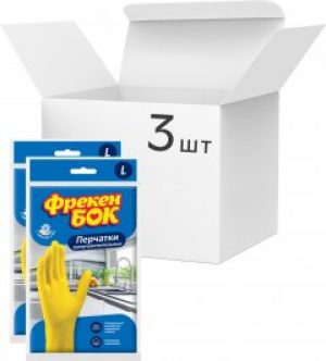 Упаковка перчаток универсальных Фрекен БОК резиновых для мытья посуды L 3 пары Желтых (4820048480260_17104893)