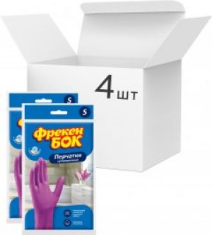 Упаковка перчаток универсальных Фрекен БОК резиновых крепких S 4 пары Розовых (4820048480314_17104993)