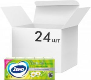 Упаковка носовых платков Zewa Deluxe Camomile Comfort трехслойных 24 шт по 10 пачек (7322540674644)