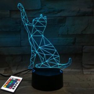 3D светильник с пультом и аккумулятором 3D Lamp Кот 2 (LP-2657)
