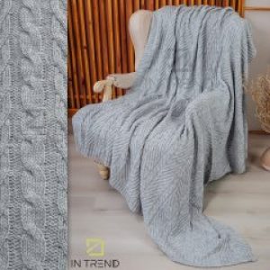 Плед покрывало Amore 210х220 см вязаный двусторонний мягкий на двуспальную кровать диван кресло из шерсти – Качественное одеяло косичка с плотной вязки