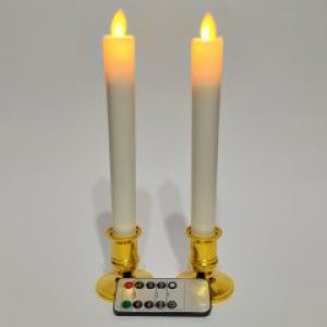 Светодиодные свечи с имитацией пламени тонкие Ledart с подсвечниками